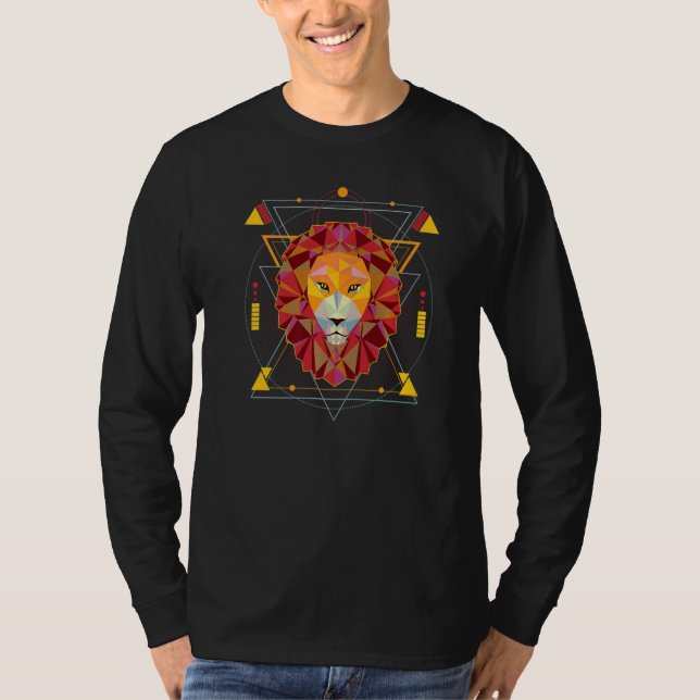 Lion Polygonal Leo Zodiac Sign & Lion T Shirt (Framsida)