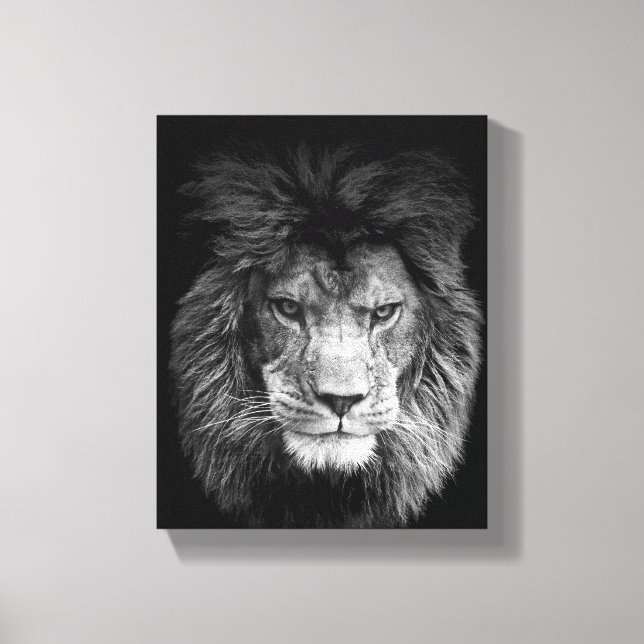 Lion Poster Löwe Leinwand BLACK Canvastryck (Framsida)