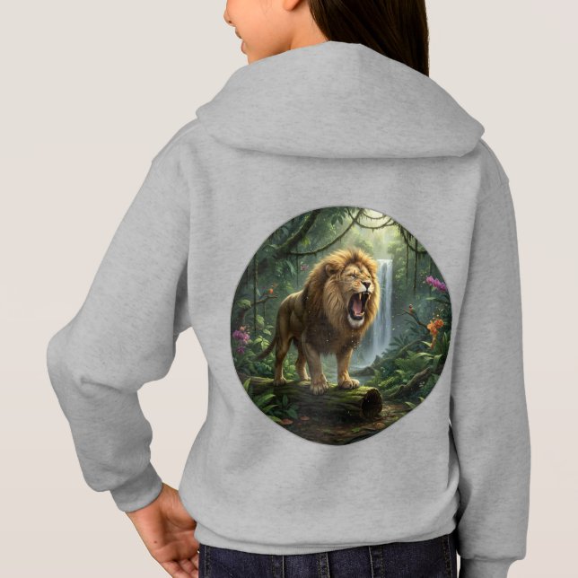 Lion Print Girls pullover hoodie  T Shirt (Baksida)