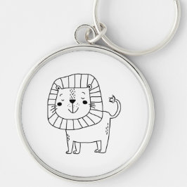 Lion Rund Silverfärgad Nyckelring