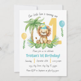 Lion Safari 1st Birthday Invitation Inbjudningar