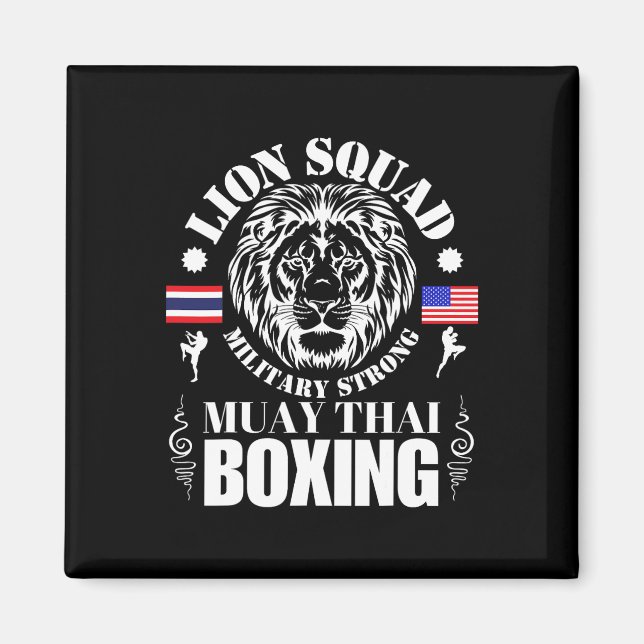 Lion Squad Thailand Kickboxning Muay Thai Mma Trän Magnet (Framsidan)