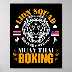 Lion Squad Thailand Kickboxning Muay Thai Mma Trän Poster