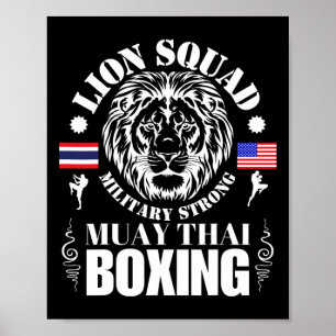 Lion Squad Thailand Kickboxning Muay Thai Mma Trän Poster