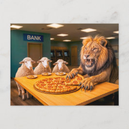 Lion Takes Lion’s Share of the Pizza Helg Vykort