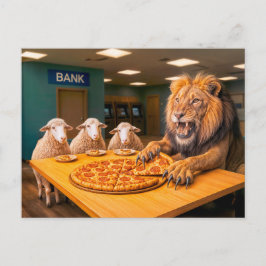 Lion Takes Lion’s Share of the Pizza Helg Vykort