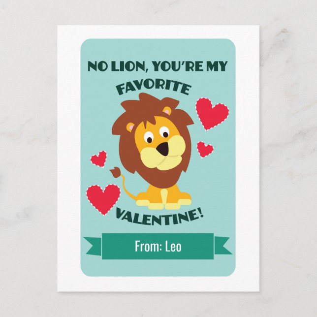 Lion Valentine Klassrum Helg Vykort (Framsida)
