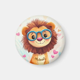 Lion Valentine's Day Heart Badge Kids School  Magnet