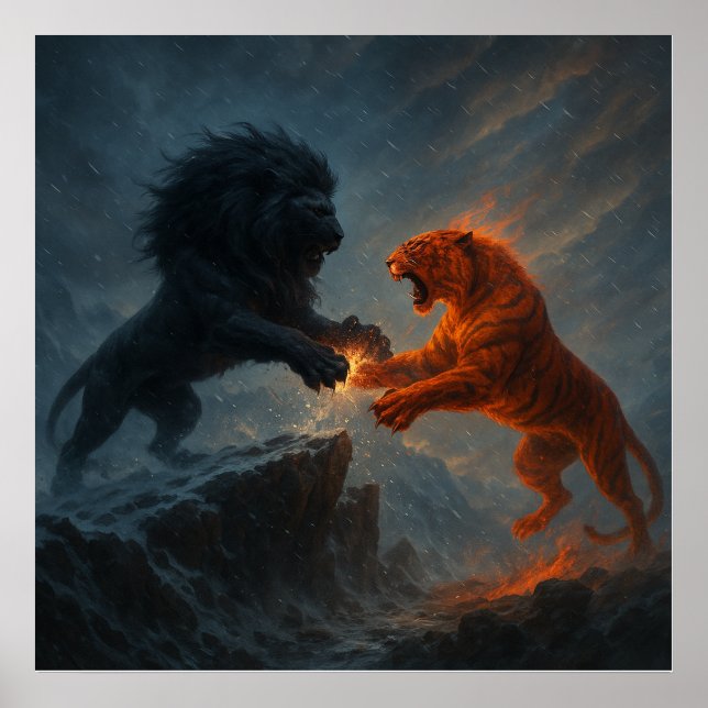 Lion vs Tiger – Clash of Elements Poster (Framsidan)