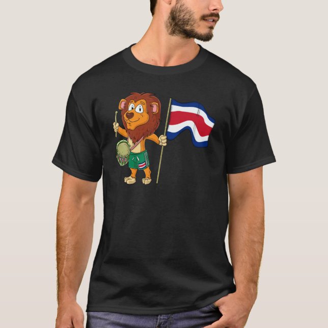 Lion with the Costa Rica flag T Shirt (Framsida)