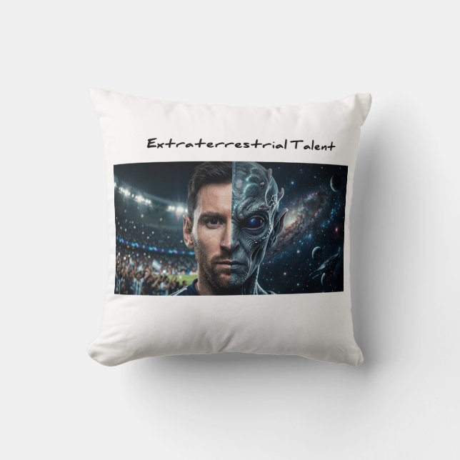 Lionel Messi Alien Get - Modern Fyrkantig Kastkudd Kudde (Framsida)