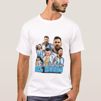 Lionel Messi Champion Del Mundo Argentina World  T Shirt