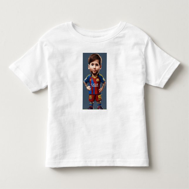 Lionel Messi söt baby tecknad realist stor ögon T Shirt (Framsida)