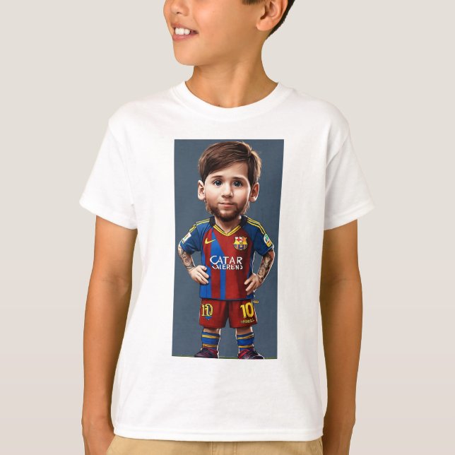 Lionel Messi söt baby tecknad realist stor ögon T Shirt (Framsida)