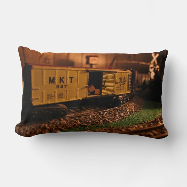 Lionel Tåg Scene-Open Boxcar-Pillow Lumbarkudde (Framsida)