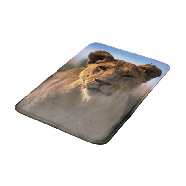 Lioness Älskare Art Badrumsmatta (Vinklad)