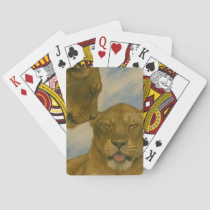 Lioness Assionship in Golden Light Casinokort