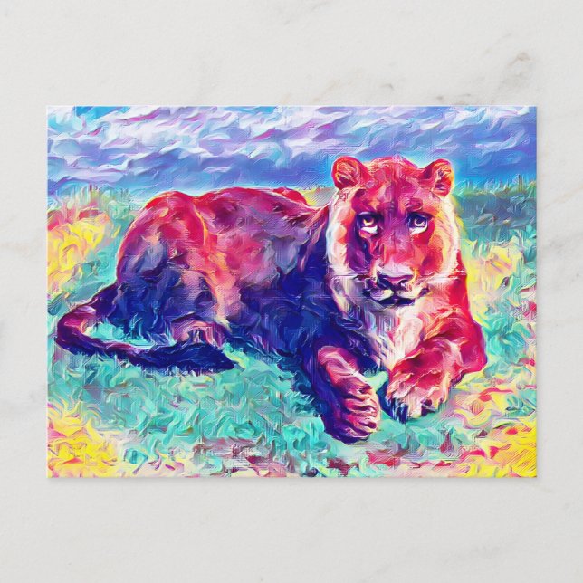 Lioness i vila vykort (Framsida)