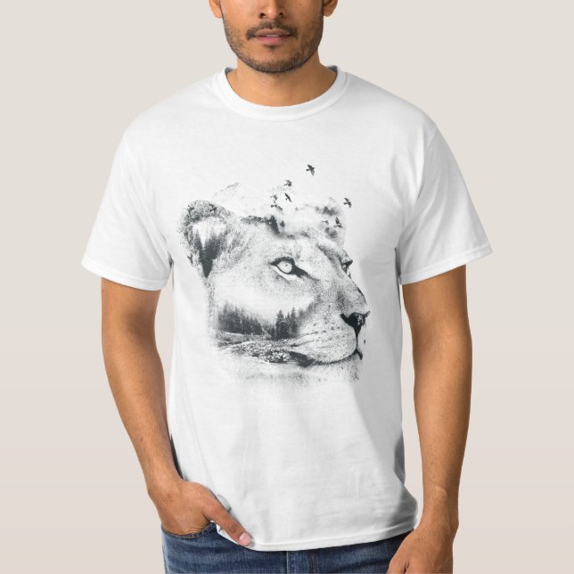 Lioness Lionesses Design Double Exposed T Shirt (Framsida)