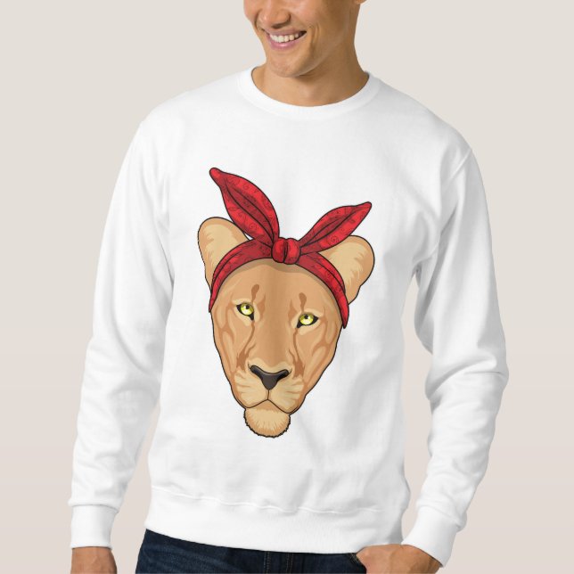 Lioness med Bandana Lång Ärmad Tröja (Framsida)