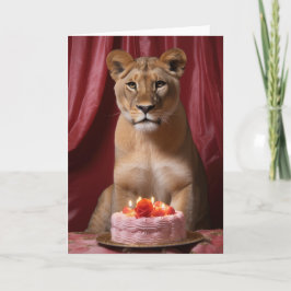 Lioness med födelsedagskort tack kort
