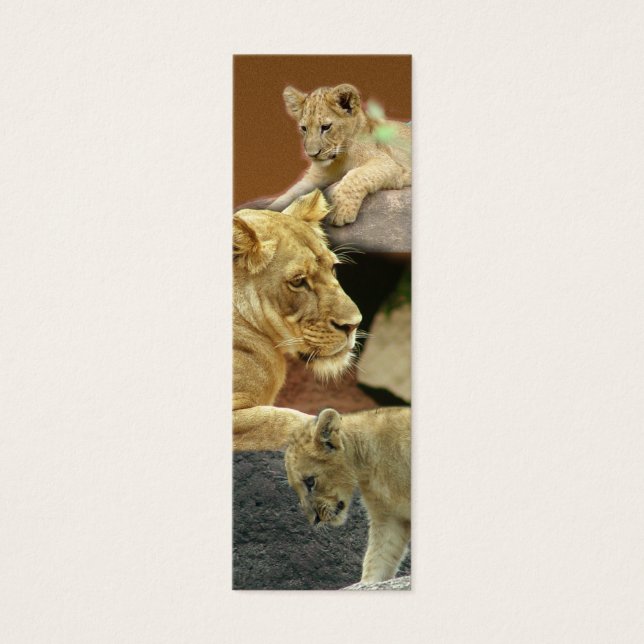 Lioness och Unge Mini Bookmark / Litet Visitkort (Framsidan)