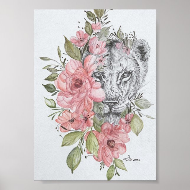 Lioness Premium Canvas Gloss Poster (5x7) (Framsidan)