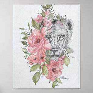 Lioness Premium Canvas Gloss Poster (8 x 10)