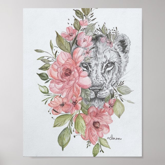 Lioness Premium Canvas Gloss Poster (8 x 10) (Framsidan)