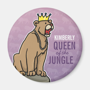 Lioness Queen of the Jungle, Add Namn Lila Magnet