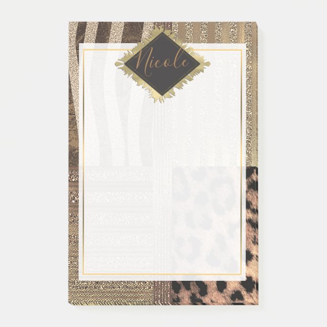 Lioness Safari Chic Jungle Glam Modern Trendig Post-it Block (Framsida)