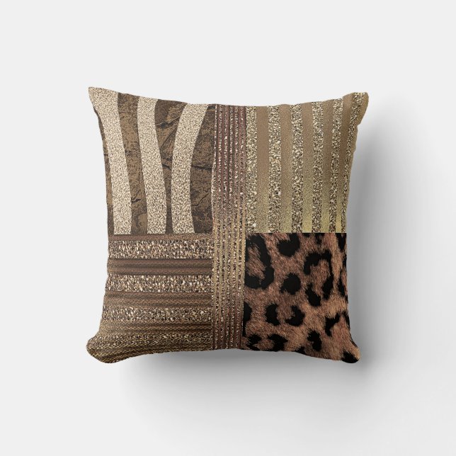 Lioness Safari Chic Jungle Guld Modern Gnistra Kudde (Framsida)