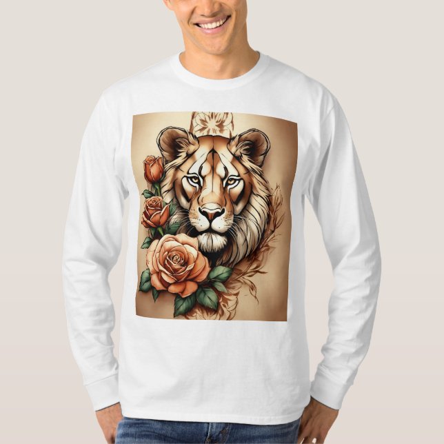 Lioness Shoulder Tattoo Sketch t-shirt design (Framsida)