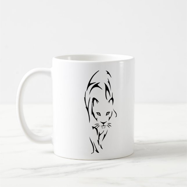 Lioness silhouette tatuering kaffemugg (Vänster)