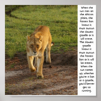 Lioness vid Masai Mara Inspirational Poster