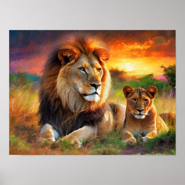 Lioness with Cub Poster (Framsidan)