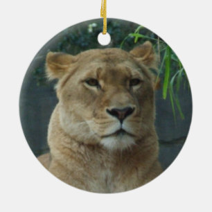 Lionessprydnad Julgransprydnad Keramik