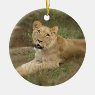 Lionessprydnad Julgransprydnad Keramik