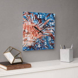 LionFish Splatter Art Fyrkantig Klocka