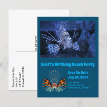 Lionfish Tecknad Birthday Beach Party Photo