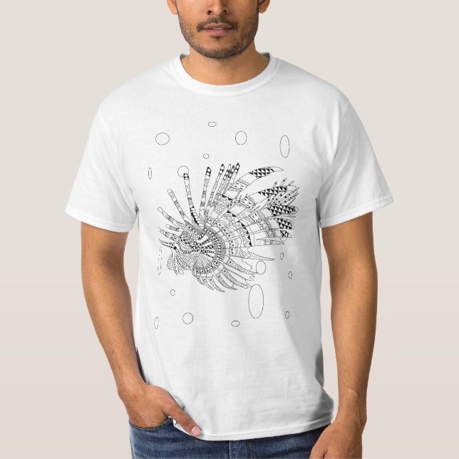 Lionfish Vuxen Coloring Shirt Tee Shirt (Framsida)