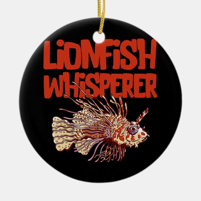 Lionfish Whisperer Sea Sten Diver Lundny Lejon fis Julgransprydnad Keramik (Framsidan)