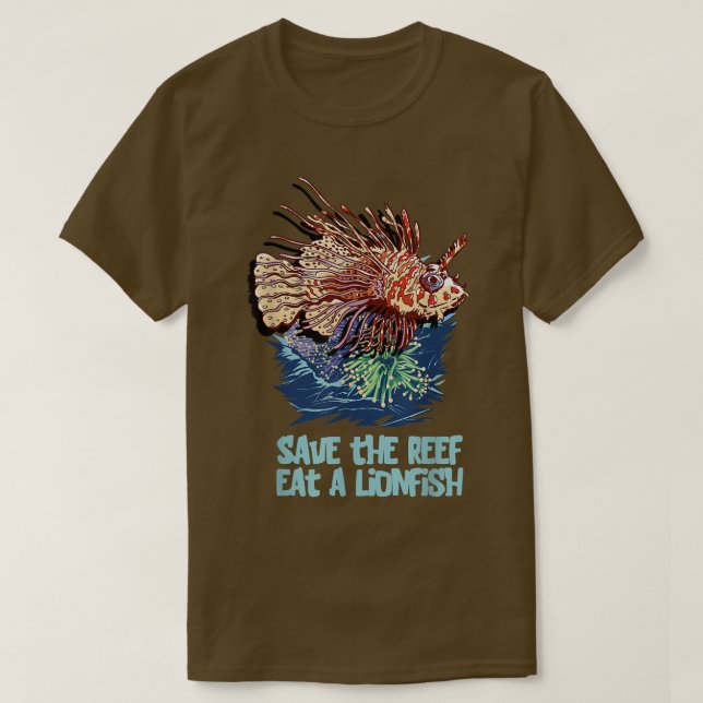 Lionfisks Spara Reef Eat Lejon Funny Cute Sea Roc T Shirt (Design framsida)