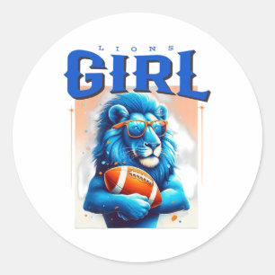 Lions Girl Kläder Fan Sport Amerikansk Fotboll Mat Runt Klistermärke