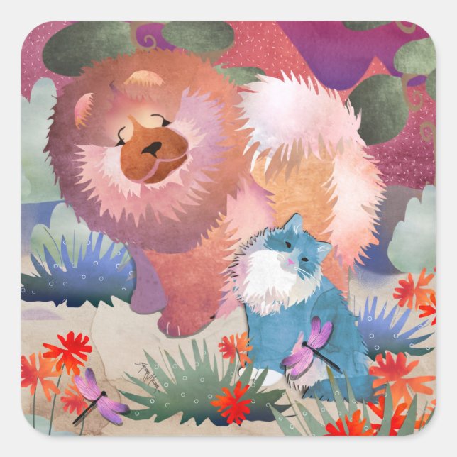 LIONZ- OCH DRAGONZ-etiketter Fyrkantigt Klistermärke (Framsida)