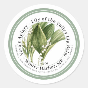 Lip Balm-etikett med White Lily of Valley Flowers Runt Klistermärke