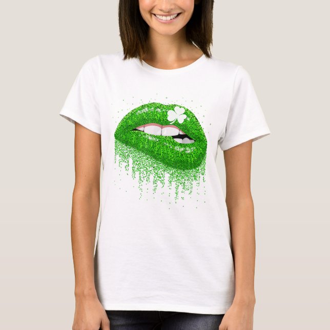 Lip Biting 4 löv klöver T Shirt (Framsida)