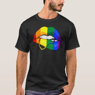 Lip Biting Lgbt Q Cute Rainbow Gay pride Ally T Shirt