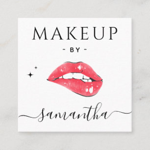 Lip Biting & Sparkles Makeup Artist Qr Code Social Fyrkantigt Visitkort
