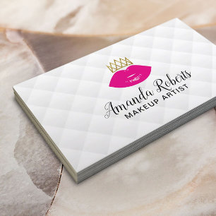 Lip Chef Makeup Artist Rosa Läppar & Krona Modern Visitkort
